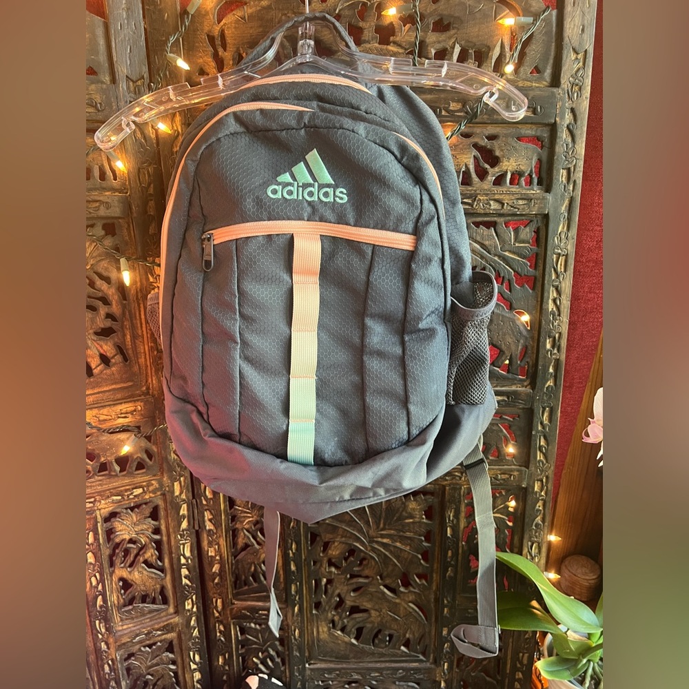 Adidas Dark Gray Backpack with Mint Accents